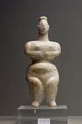 A female figurine made of marble. From the Neolithic Period and dates from 6500 to 5800 BCE. Courtesy of the National Archaeological Museum of Athens.