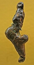 The Venus of Monpazier, found in Monpazier, France in 1970. The figurine is carved from limonite and dates to around 30,000 to 20,000 BP.